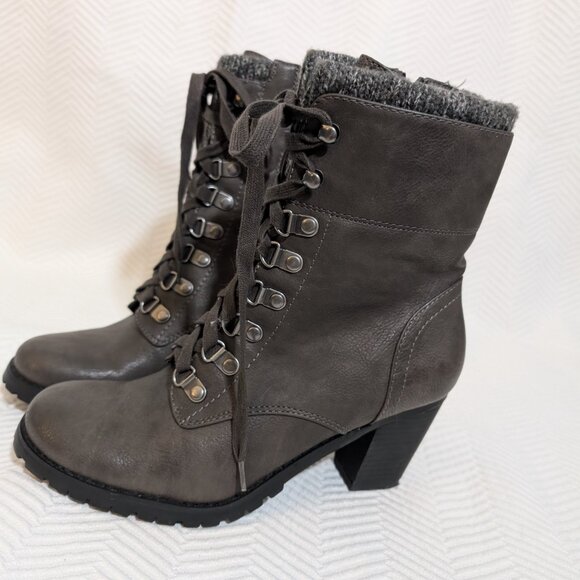 G.H Bass & Co Zee Brown Lace Up Boots Chunky Heel Size 8 Faux Leather - Picture 7 of 14